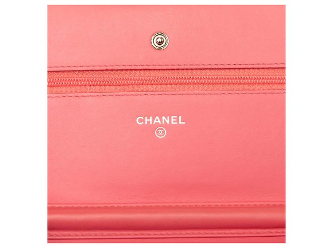 Wallet On Chain Chanel Portafoglio con catena CC Caviar Rosa - vista 5