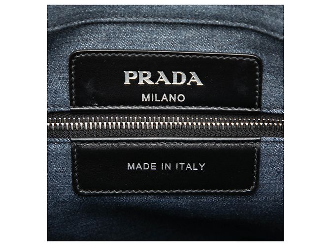 Tote in denim blu con logo Prada Blu scuro - vista 5
