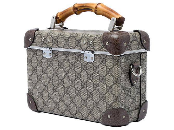 Borsa Vanity Gucci Beige GG Supreme Bamboo - vista 2