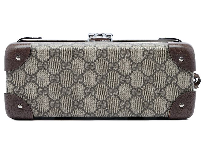 Borsa Vanity Gucci Beige GG Supreme Bamboo - vista 3
