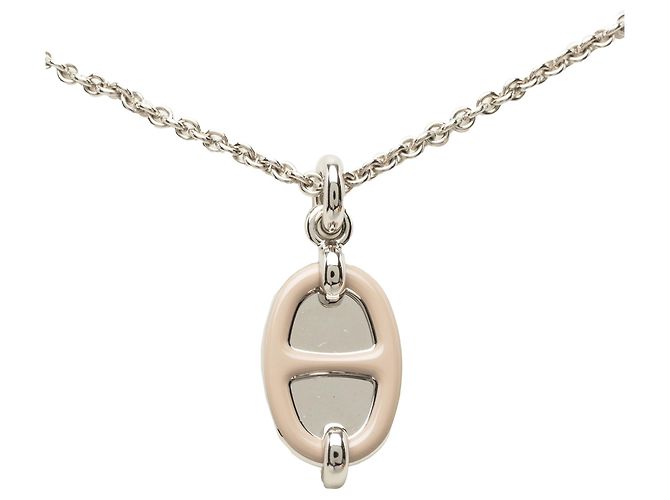 Collana con pendente Mini Maillon Hermès placcata in palladio argentato Argento - vista 2