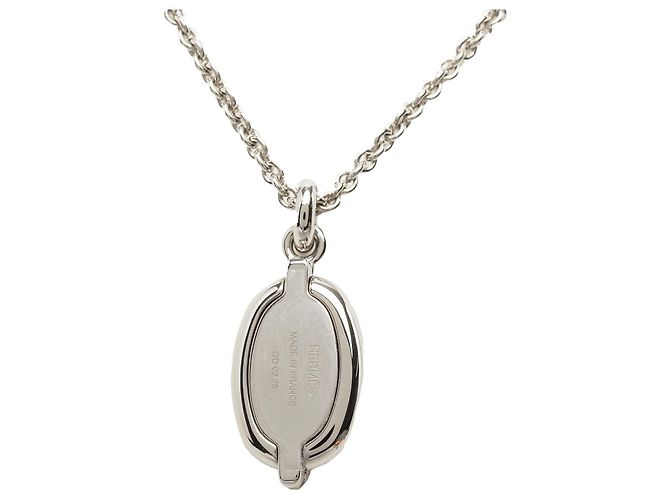 Collana con pendente Mini Maillon Hermès placcata in palladio argentato Argento - vista 3
