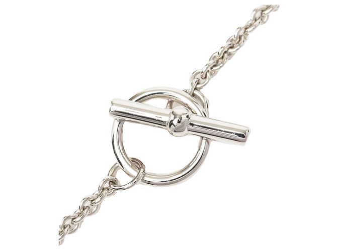Collana con pendente Mini Maillon Hermès placcata in palladio argentato Argento - vista 4