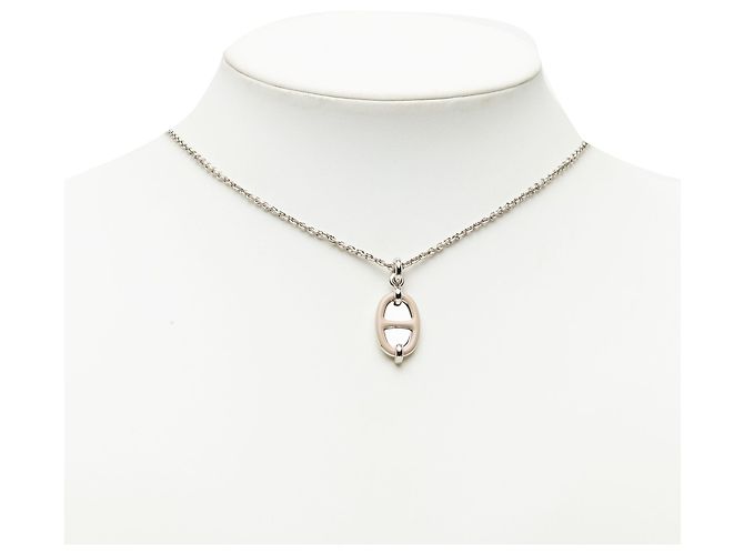 Collana con pendente Mini Maillon Hermès placcata in palladio argentato Argento - vista 5