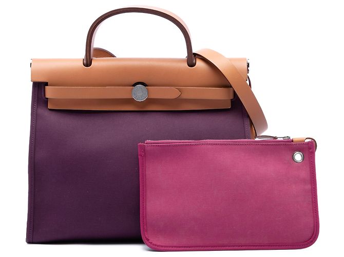 Hermès Purple Toile Verso Herbag Zip 31 Porpora - vista 7