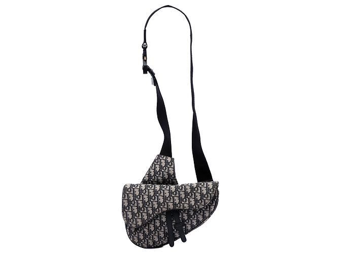 Borsa a tracolla Saddle Dior in tela Blue Oblique Blu navy - vista 2