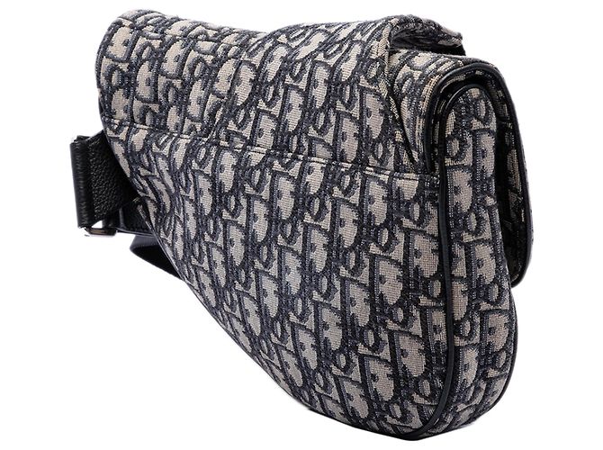 Borsa a tracolla Saddle Dior in tela Blue Oblique Blu navy - vista 3