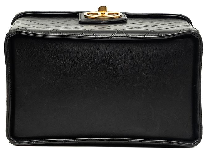 Chanel Vanity Case aus schwarzem gestepptem Lammleder mit CC-Tragegriff - Ansicht 3