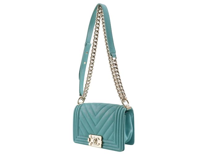 Chanel Blue Small Chevron Caviar Boy Flap Turchese - vista 2