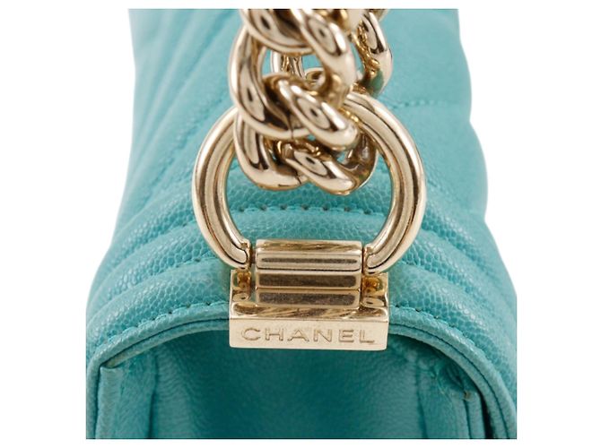 Chanel Blue Small Chevron Caviar Boy Flap Turchese - vista 21