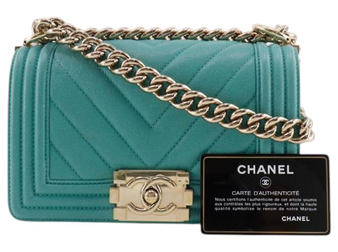Chanel Blue Small Chevron Caviar Boy Flap Turchese - vista 27