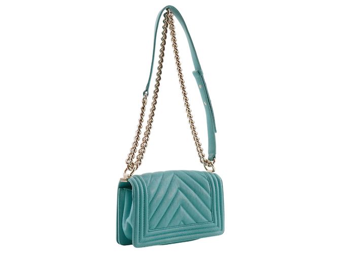 Chanel Blue Small Chevron Caviar Boy Flap Turchese - vista 3