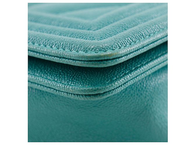 Chanel Blue Small Chevron Caviar Boy Flap Turchese - vista 8