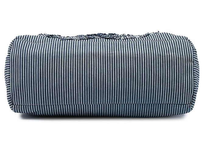 Chanel Blue CC Striped Canvas Shopper Tote Blau - Ansicht 3
