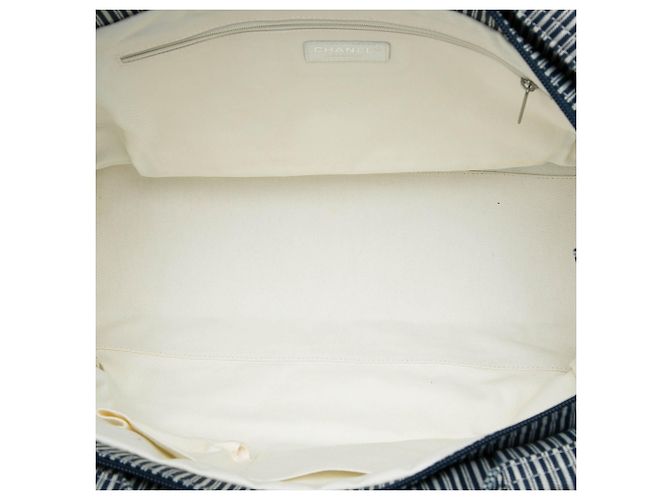 Chanel Blue CC Striped Canvas Shopper Tote Blau - Ansicht 4