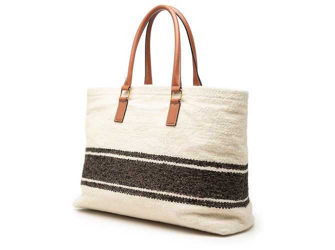 Céline Celine Brown Canvas Plein Soleil Horizontal Cabas Tote Marrone Beige - vista 2