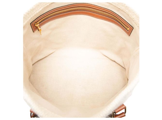 Céline Celine Brown Canvas Plein Soleil Horizontal Cabas Tote Marrone Beige - vista 4