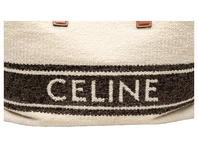 Céline Celine Brown Canvas Plein Soleil Horizontal Cabas Tote Marrone Beige - vista 5