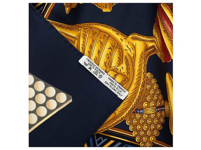 Hermès Blue L Or Des Chefs Seidentuch 90 Blau Marineblau - Ansicht 4