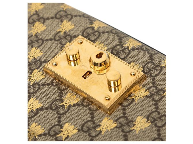 Gucci Beige Small GG Supreme Bee Padlock Crossbody - vue 6