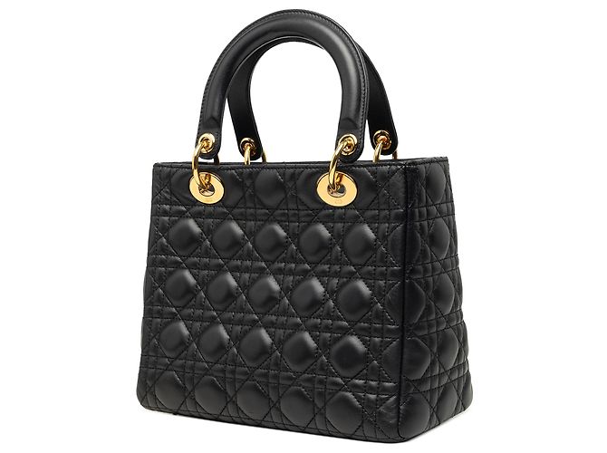 Dior Black Medium Lambskin Cannage Lady Dior Nero - vista 2