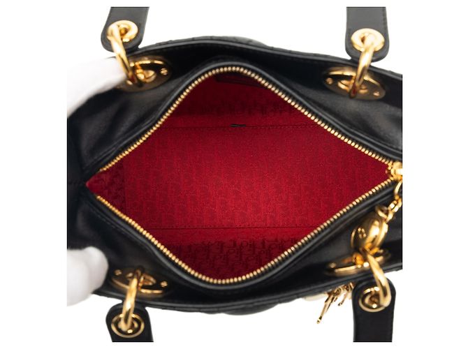 Dior Black Medium Lambskin Cannage Lady Dior Nero - vista 4