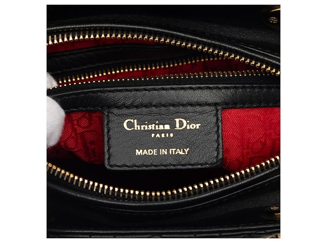 Dior Black Medium Lambskin Cannage Lady Dior Nero - vista 5