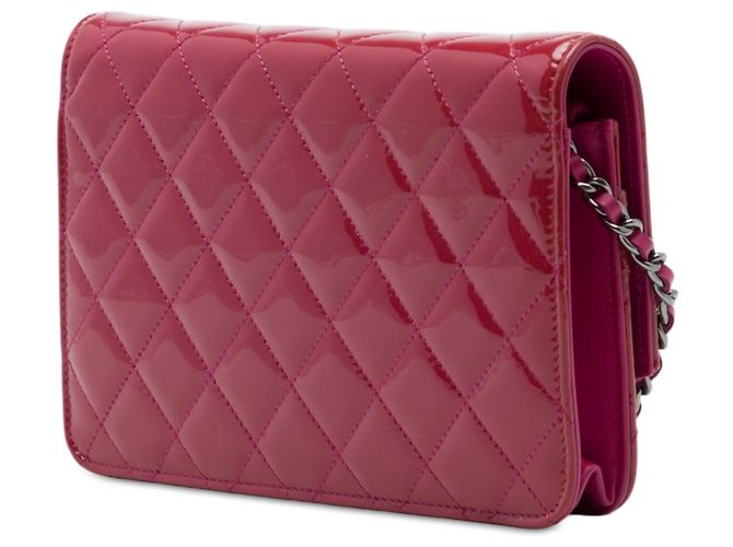 Chanel Pink CC Quilted Patent Brilliant Wallet On Chain Rosa - vista 2
