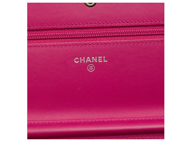 Chanel Pink CC Quilted Patent Brilliant Wallet On Chain Rosa - vista 5