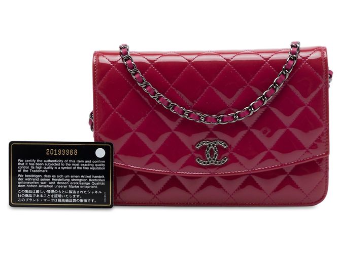 Chanel Pink CC Quilted Patent Brilliant Wallet On Chain Rosa - vista 7