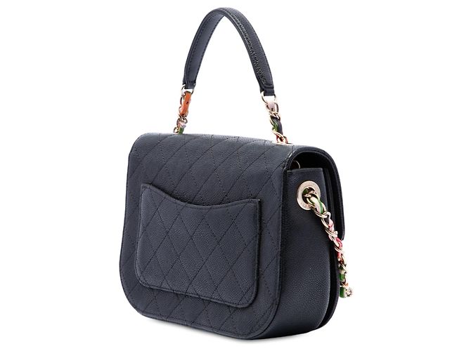 Chanel Black Paris Cuba Small Quilted Caviar Thread Around Flap Nero - vista 2
