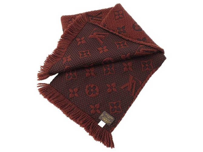 Sciarpa Louis Vuitton Brown Monogram Logomania in lana e seta Marrone - vista 2