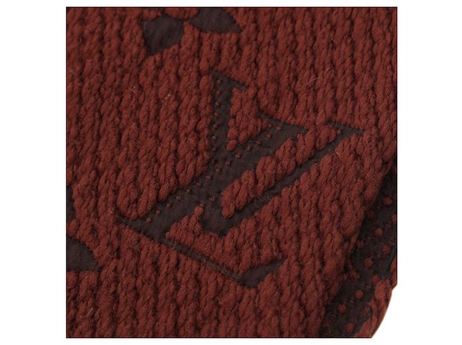Sciarpa Louis Vuitton Brown Monogram Logomania in lana e seta Marrone - vista 3