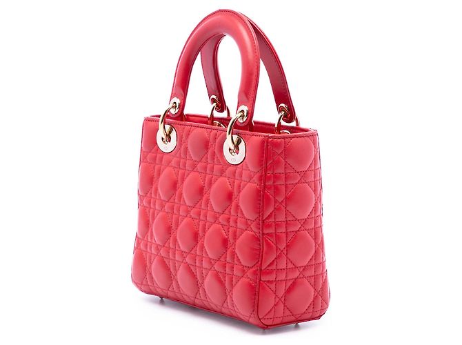 Dior Red Small Lambskin Cannage MyABCDior Lady Dior - vista 2
