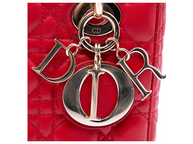 Dior Red Small Lambskin Cannage MyABCDior Lady Dior - vista 5