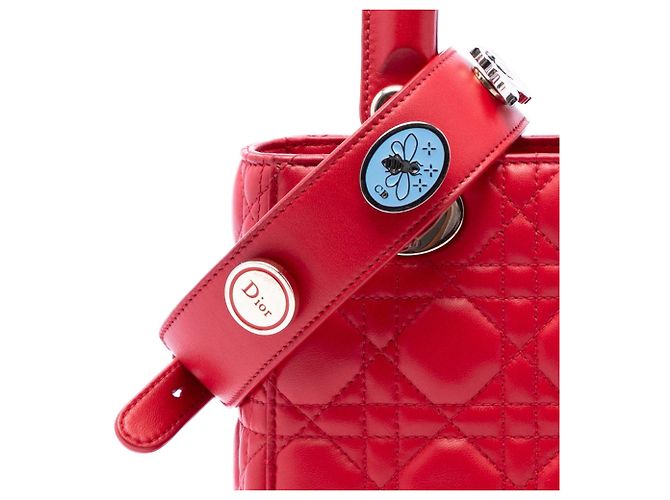 Dior Red Small Lambskin Cannage MyABCDior Lady Dior - vista 6