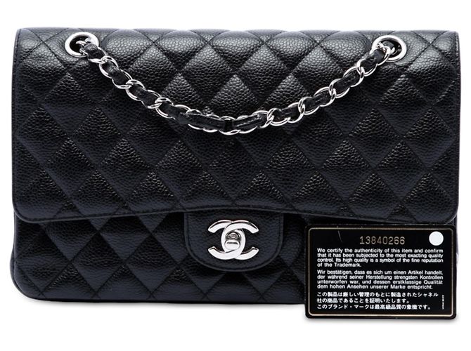 Chanel Black Medium Classic Caviar Double Flap Nero - vista 7