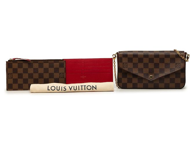 Louis Vuitton Brown Damier Ebene Pochette Felicie Marrone - vista 7