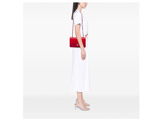 Chanel Red Medium Classic Lambskin Double Flap - view 5