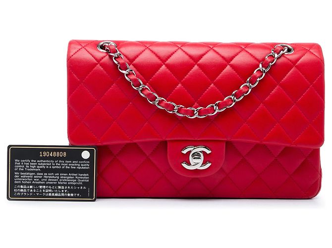 Chanel Red Medium Classic Lambskin Double Flap - view 6