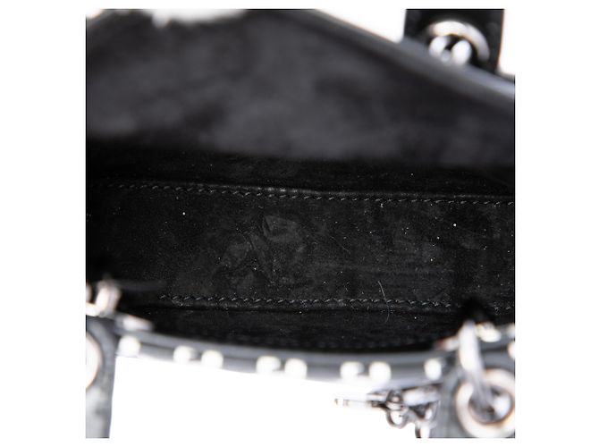 Dior Black Micro Calfskin Houndstooth Embossed Macro Lady Dior Nero - vista 4