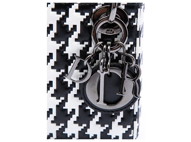 Dior Black Micro Calfskin Houndstooth Embossed Macro Lady Dior Nero - vista 5