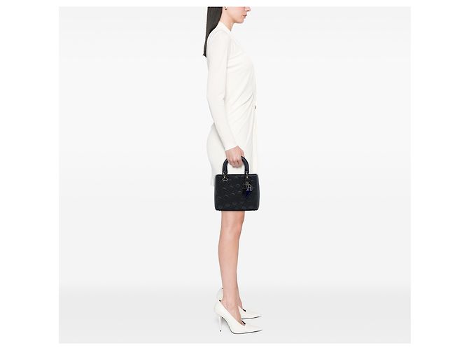 Dior Black Anselm Reyle Medium Lambskin Cannage Lady Dior Nero - vista 6