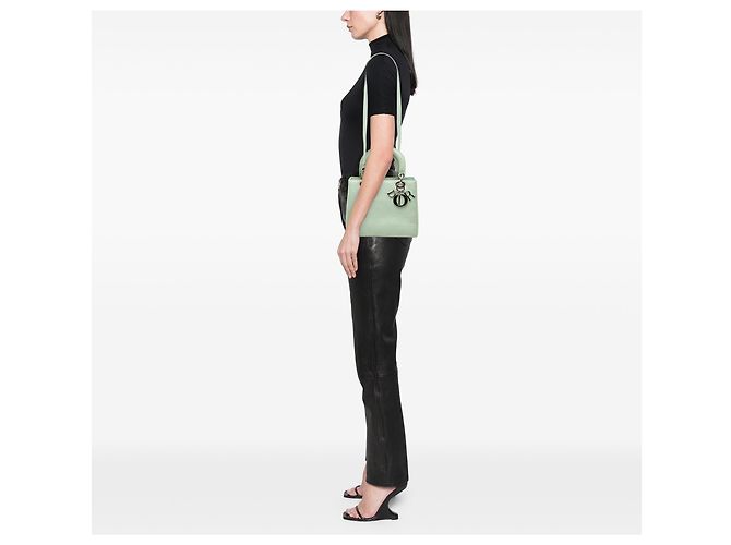 Dior Green Medium Calfskin Cannage Lady Dior Verde - vista 6