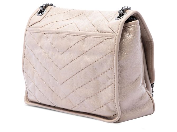 Saint Laurent Beige Medium Crinkled Calfskin Niki - vista 2