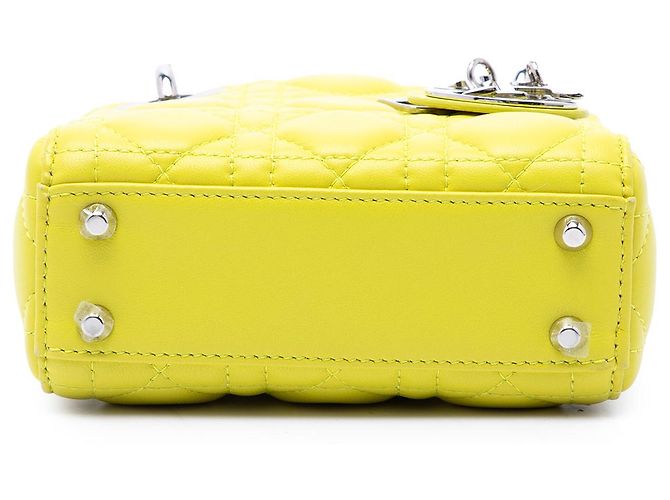 Dior Yellow Micro Lambskin Cannage Lady Dior Giallo - vista 3