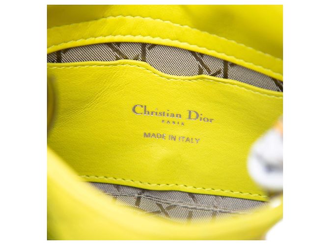 Dior Yellow Micro Lambskin Cannage Lady Dior Giallo - vista 5