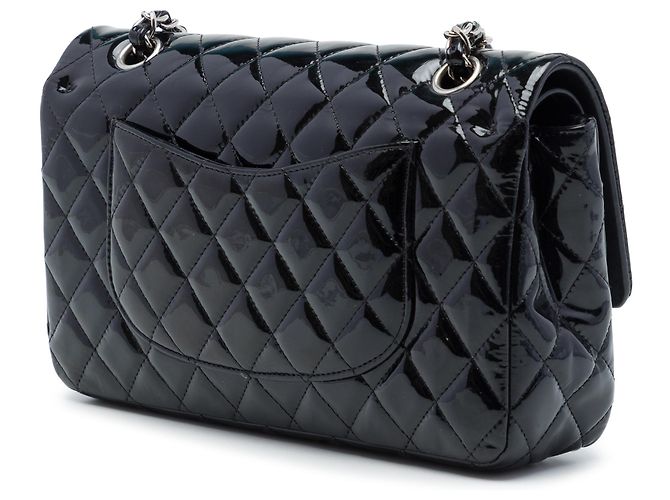 Chanel Black Medium Classic Patent Double Flap Nero - vista 2