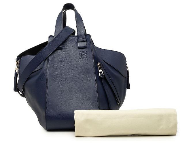 Borsa Hammock LOEWE Blue Medium in vitello grana morbida Blu navy - vista 7