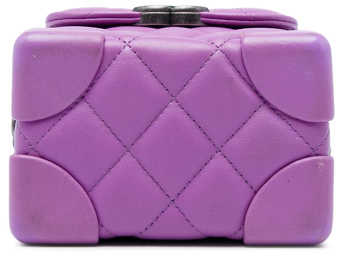 Chanel Mini CC Quilted Lambskin Trunk Like Box Crossbody Viola Porpora - vista 3